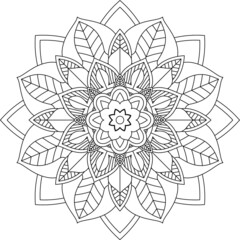 Easy Mandala coloring book simple and basic for beginners, seniors and children. Set of Mehndi flower pattern for Henna drawing and tattoo. Decoration in ethnic oriental, Indian style.