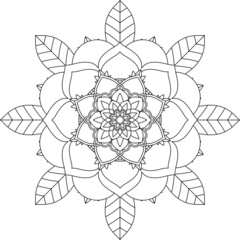 Easy Mandala coloring book simple and basic for beginners, seniors and children. Set of Mehndi flower pattern for Henna drawing and tattoo. Decoration in ethnic oriental, Indian style.