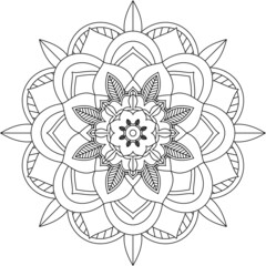 Easy Mandala coloring book simple and basic for beginners, seniors and children. Set of Mehndi flower pattern for Henna drawing and tattoo. Decoration in ethnic oriental, Indian style.