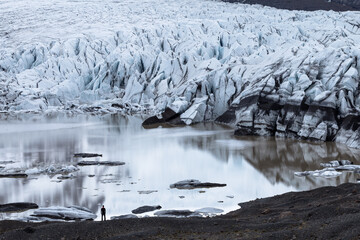 glacier and lake