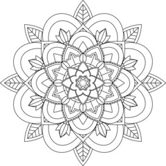 Easy Mandala coloring book simple and basic for beginners, seniors and children. Set of Mehndi flower pattern for Henna drawing and tattoo. Decoration in ethnic oriental, Indian style.