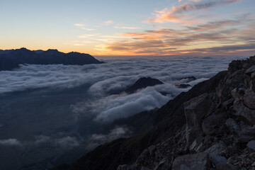 sunrise over the mountains and clouds