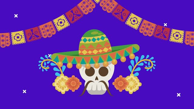 dia de los muertos celebration with mariachi skull