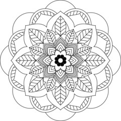 Easy Mandala coloring book simple and basic for beginners, seniors and children. Set of Mehndi flower pattern for Henna drawing and tattoo. Decoration in ethnic oriental, Indian style.