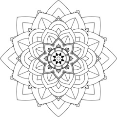 Easy Mandala coloring book simple and basic for beginners, seniors and children. Set of Mehndi flower pattern for Henna drawing and tattoo. Decoration in ethnic oriental, Indian style.