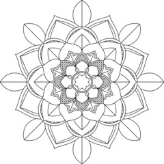 Easy Mandala coloring book simple and basic for beginners, seniors and children. Set of Mehndi flower pattern for Henna drawing and tattoo. Decoration in ethnic oriental, Indian style.