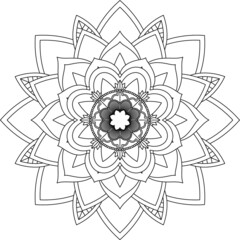 Easy Mandala coloring book simple and basic for beginners, seniors and children. Set of Mehndi flower pattern for Henna drawing and tattoo. Decoration in ethnic oriental, Indian style.