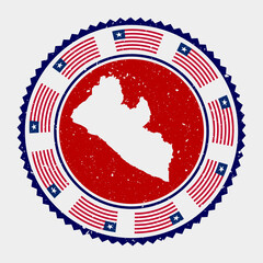Liberia grunge stamp. Round logo with map and flag of Liberia. Country stamp. Vector illustration.