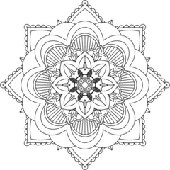 Easy Mandala coloring book simple and basic for beginners, seniors and children. Set of Mehndi flower pattern for Henna drawing and tattoo. Decoration in ethnic oriental, Indian style.