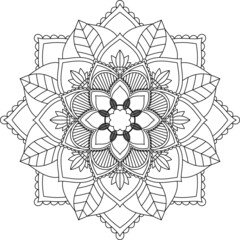 Easy Mandala coloring book simple and basic for beginners, seniors and children. Set of Mehndi flower pattern for Henna drawing and tattoo. Decoration in ethnic oriental, Indian style.