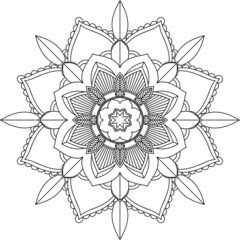 Easy Mandala coloring book simple and basic for beginners, seniors and children. Set of Mehndi flower pattern for Henna drawing and tattoo. Decoration in ethnic oriental, Indian style.