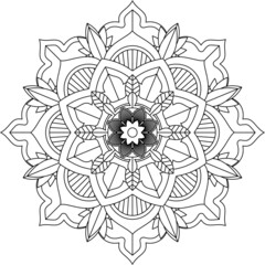 Easy Mandala coloring book simple and basic for beginners, seniors and children. Set of Mehndi flower pattern for Henna drawing and tattoo. Decoration in ethnic oriental, Indian style.