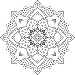Easy Mandala coloring book simple and basic for beginners, seniors and children. Set of Mehndi flower pattern for Henna drawing and tattoo. Decoration in ethnic oriental, Indian style.