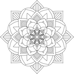 Easy Mandala coloring book simple and basic for beginners, seniors and children. Set of Mehndi flower pattern for Henna drawing and tattoo. Decoration in ethnic oriental, Indian style.