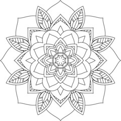 Easy Mandala coloring book simple and basic for beginners, seniors and children. Set of Mehndi flower pattern for Henna drawing and tattoo. Decoration in ethnic oriental, Indian style.
