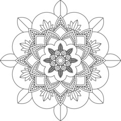 Easy Mandala coloring book simple and basic for beginners, seniors and children. Set of Mehndi flower pattern for Henna drawing and tattoo. Decoration in ethnic oriental, Indian style.