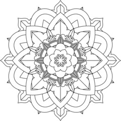 Easy Mandala coloring book simple and basic for beginners, seniors and children. Set of Mehndi flower pattern for Henna drawing and tattoo. Decoration in ethnic oriental, Indian style.