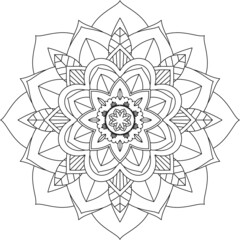 Easy Mandala coloring book simple and basic for beginners, seniors and children. Set of Mehndi flower pattern for Henna drawing and tattoo. Decoration in ethnic oriental, Indian style.