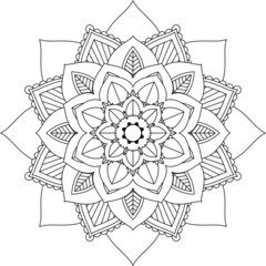 Easy Mandala coloring book simple and basic for beginners, seniors and children. Set of Mehndi flower pattern for Henna drawing and tattoo. Decoration in ethnic oriental, Indian style.