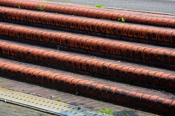 レンガタイルの階段