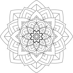 Easy Mandala coloring book simple and basic for beginners, seniors and children. Set of Mehndi flower pattern for Henna drawing and tattoo. Decoration in ethnic oriental, Indian style.