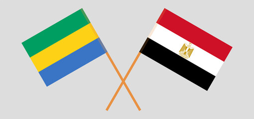 Crossed flags of Gabon and Egypt