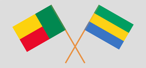 Crossed flags of Gabon and Benin