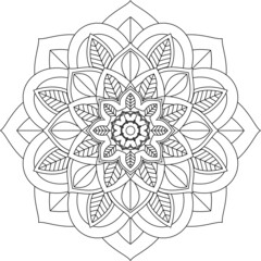 Easy Mandala coloring book simple and basic for beginners, seniors and children. Set of Mehndi flower pattern for Henna drawing and tattoo. Decoration in ethnic oriental, Indian style.