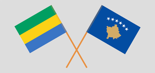 Crossed flags of Gabon and Kosovo