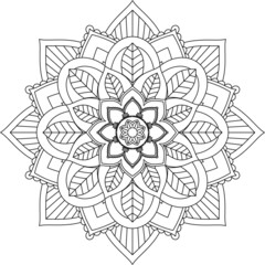 Easy Mandala coloring book simple and basic for beginners, seniors and children. Set of Mehndi flower pattern for Henna drawing and tattoo. Decoration in ethnic oriental, Indian style.