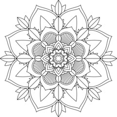 Easy Mandala coloring book simple and basic for beginners, seniors and children. Set of Mehndi flower pattern for Henna drawing and tattoo. Decoration in ethnic oriental, Indian style.
