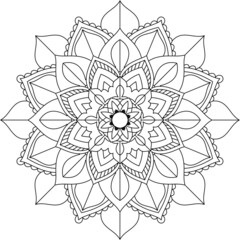 Easy Mandala coloring book simple and basic for beginners, seniors and children. Set of Mehndi flower pattern for Henna drawing and tattoo. Decoration in ethnic oriental, Indian style.