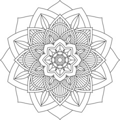 Easy Mandala coloring book simple and basic for beginners, seniors and children. Set of Mehndi flower pattern for Henna drawing and tattoo. Decoration in ethnic oriental, Indian style.