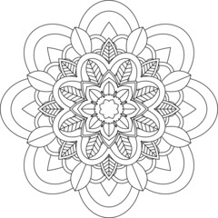 Easy Mandala coloring book simple and basic for beginners, seniors and children. Set of Mehndi flower pattern for Henna drawing and tattoo. Decoration in ethnic oriental, Indian style.