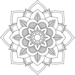 Easy Mandala coloring book simple and basic for beginners, seniors and children. Set of Mehndi flower pattern for Henna drawing and tattoo. Decoration in ethnic oriental, Indian style.
