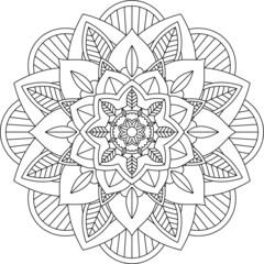 Easy Mandala coloring book simple and basic for beginners, seniors and children. Set of Mehndi flower pattern for Henna drawing and tattoo. Decoration in ethnic oriental, Indian style.