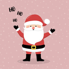 Christmas decoration. Happy Santa Claus on background with snowflakes. Vector