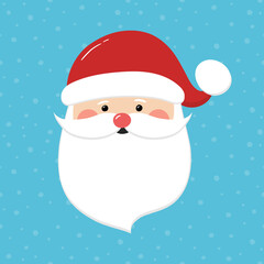 Santa Claus face on background. Christmas ornament. Vector