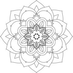 Easy Mandala coloring book simple and basic for beginners, seniors and children. Set of Mehndi flower pattern for Henna drawing and tattoo. Decoration in ethnic oriental, Indian style.