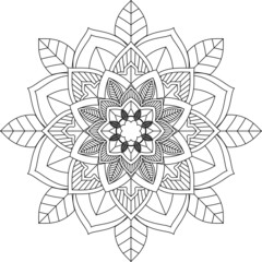 Easy Mandala coloring book simple and basic for beginners, seniors and children. Set of Mehndi flower pattern for Henna drawing and tattoo. Decoration in ethnic oriental, Indian style.