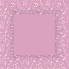 Concept of school frame with funny doodles. Vector