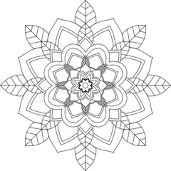 Easy Mandala coloring book simple and basic for beginners, seniors and children. Set of Mehndi flower pattern for Henna drawing and tattoo. Decoration in ethnic oriental, Indian style.