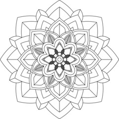 Easy Mandala coloring book simple and basic for beginners, seniors and children. Set of Mehndi flower pattern for Henna drawing and tattoo. Decoration in ethnic oriental, Indian style.