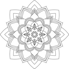 Easy Mandala coloring book simple and basic for beginners, seniors and children. Set of Mehndi flower pattern for Henna drawing and tattoo. Decoration in ethnic oriental, Indian style.