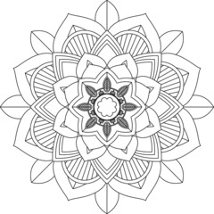 Easy Mandala coloring book simple and basic for beginners, seniors and children. Set of Mehndi flower pattern for Henna drawing and tattoo. Decoration in ethnic oriental, Indian style.