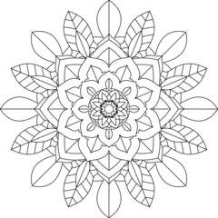 Easy Mandala coloring book simple and basic for beginners, seniors and children. Set of Mehndi flower pattern for Henna drawing and tattoo. Decoration in ethnic oriental, Indian style.