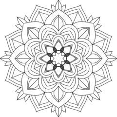 Easy Mandala coloring book simple and basic for beginners, seniors and children. Set of Mehndi flower pattern for Henna drawing and tattoo. Decoration in ethnic oriental, Indian style.