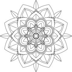 Easy Mandala coloring book simple and basic for beginners, seniors and children. Set of Mehndi flower pattern for Henna drawing and tattoo. Decoration in ethnic oriental, Indian style.