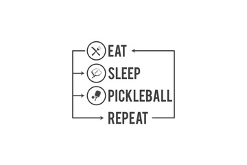 Eat Sleep Pickleball Repeat SVG, Pickleball Typography Design, Printable Vector File