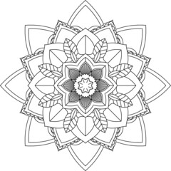 Easy Mandala coloring book simple and basic for beginners, seniors and children. Set of Mehndi flower pattern for Henna drawing and tattoo. Decoration in ethnic oriental, Indian style.